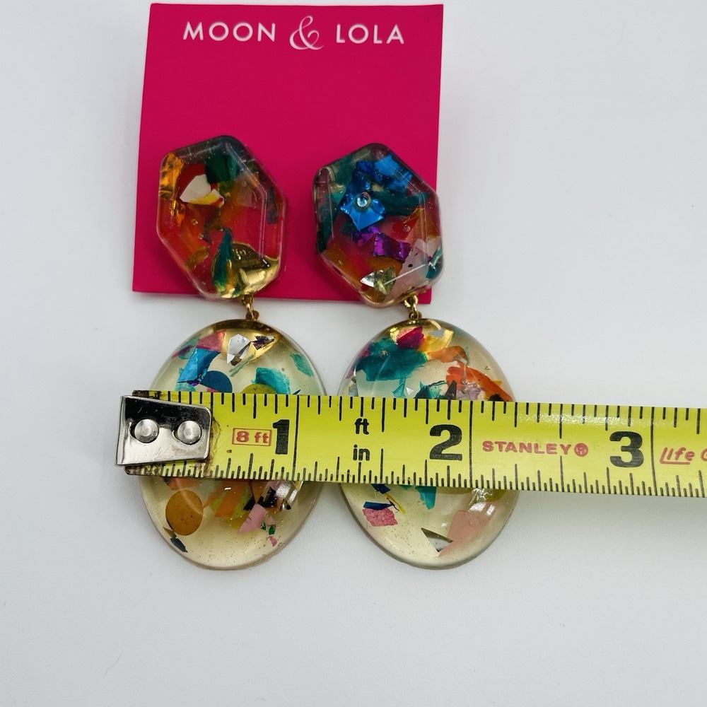 Moon & Lola MLxxTP Confetti Post Drop Earrings Resin Handmade - Picture 6 of 6
